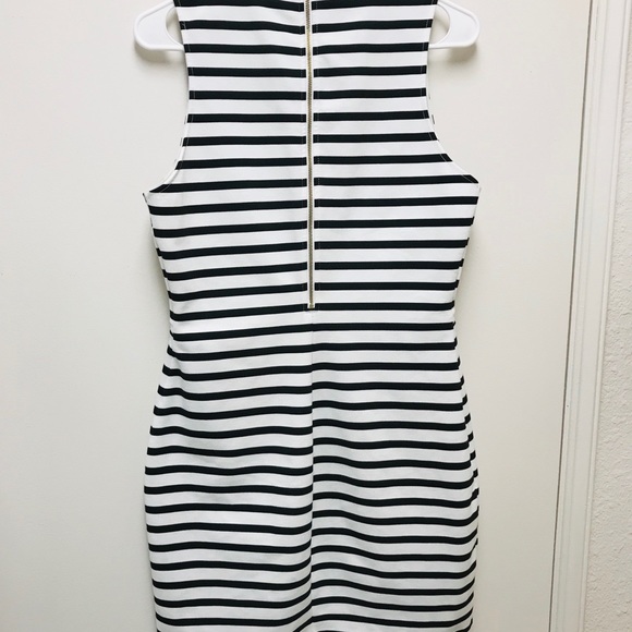 Express Womens Bodycon Black & White Dress Size 12 Stripes Midriff cut out - Picture 5 of 7